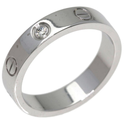 CARTIER Mini love ring 1P Diamond #49 Ring K18 White Gold Ladies [Used]