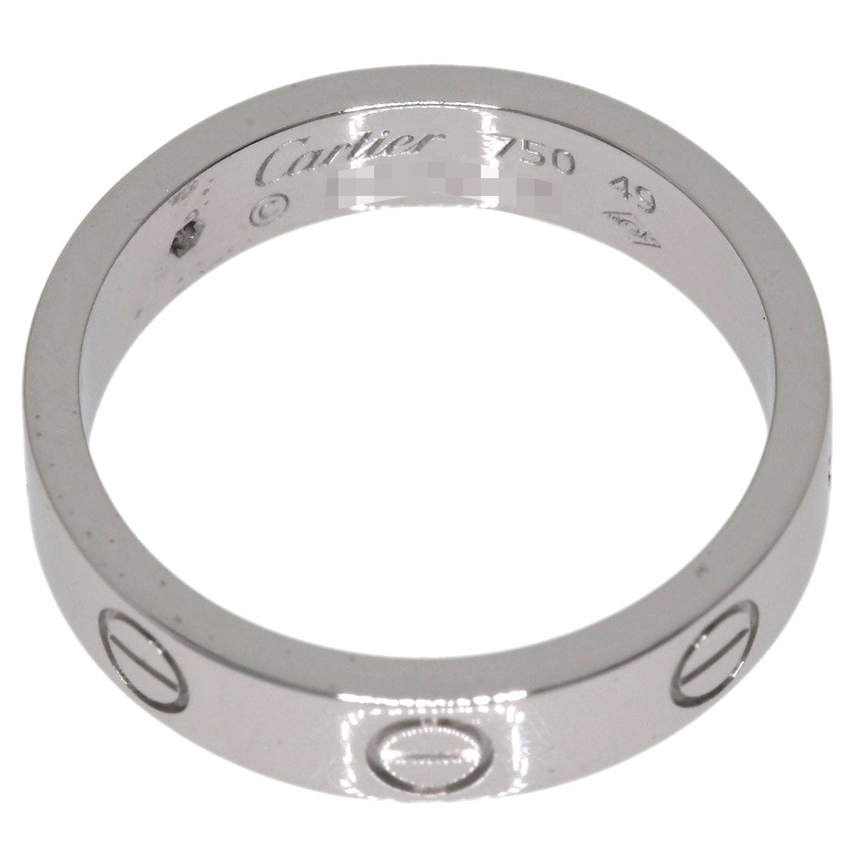 CARTIER Mini love ring 1P Diamond #49 Ring K18 White Gold Ladies [Used]