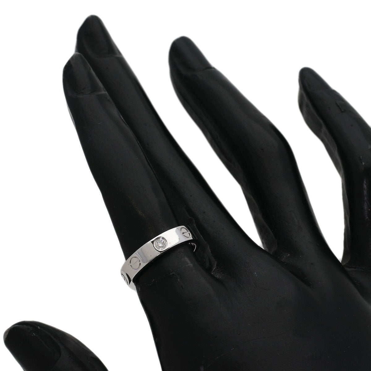 CARTIER Mini love ring 1P Diamond #49 Ring K18 White Gold Ladies [Used]