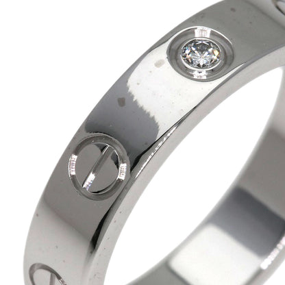 CARTIER Mini love ring 1P Diamond #49 Ring K18 White Gold Ladies [Used]