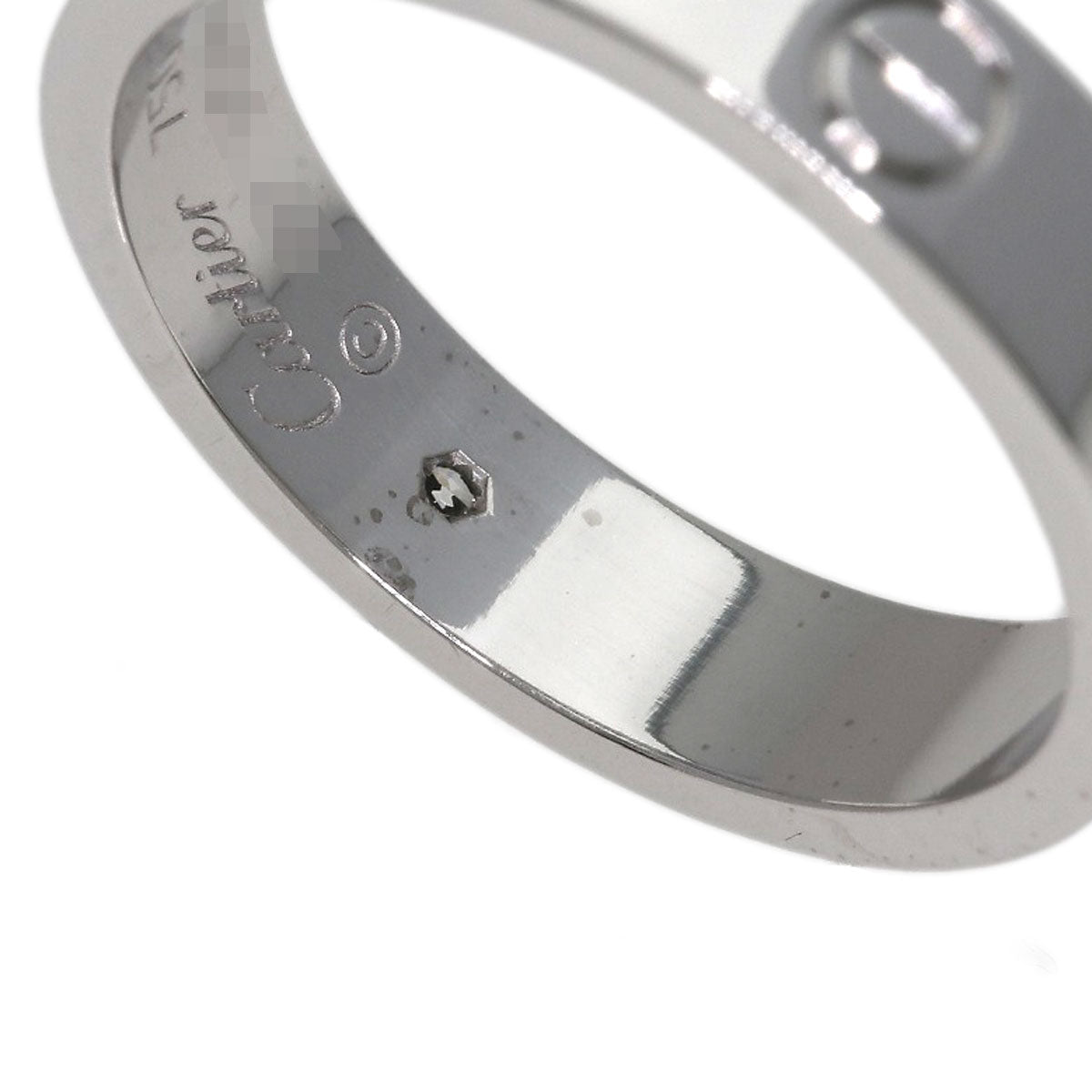 CARTIER Mini love ring 1P Diamond #49 Ring K18 White Gold Ladies [Used]