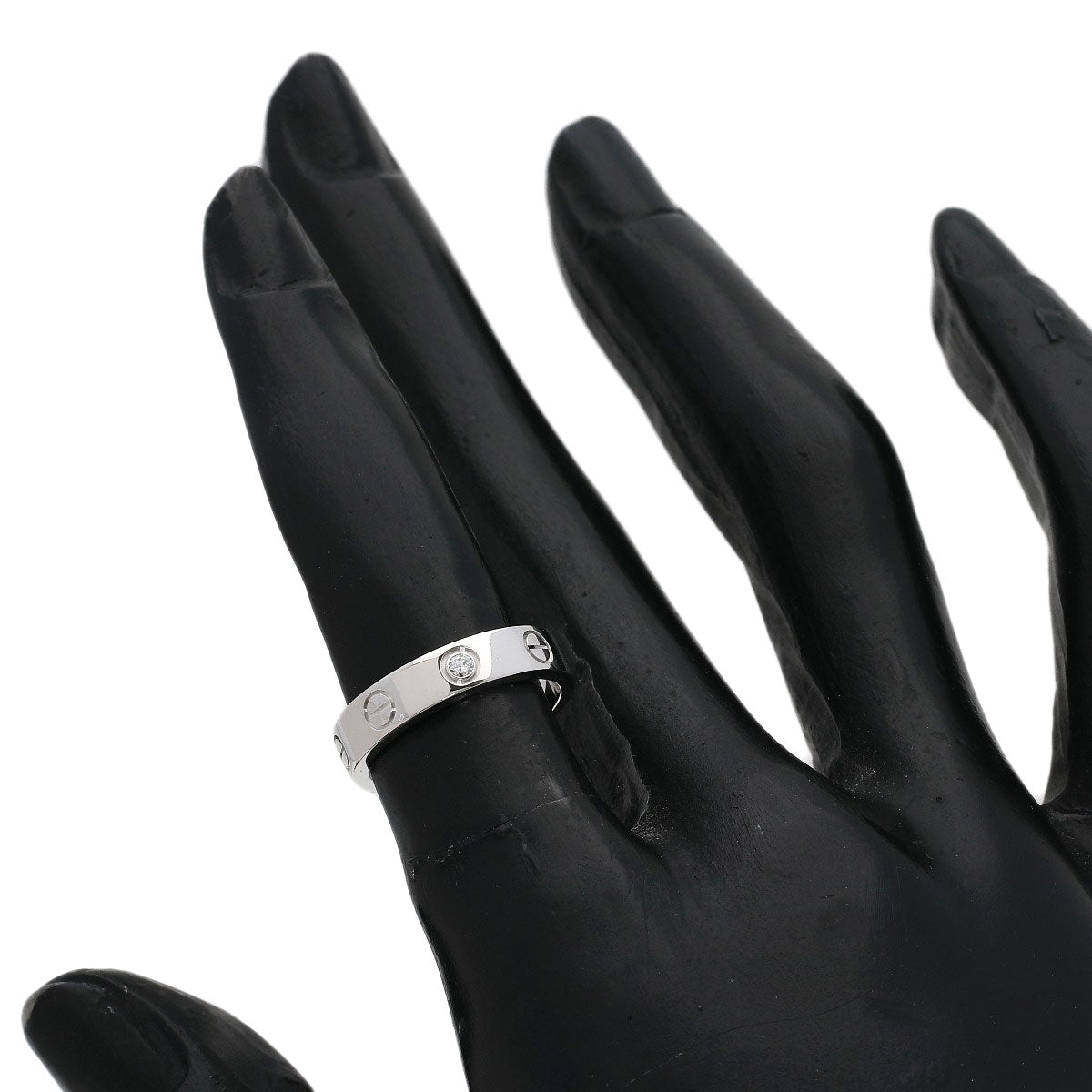 CARTIER Mini love ring 1P Diamond #47 Ring K18 White Gold Ladies [Used]