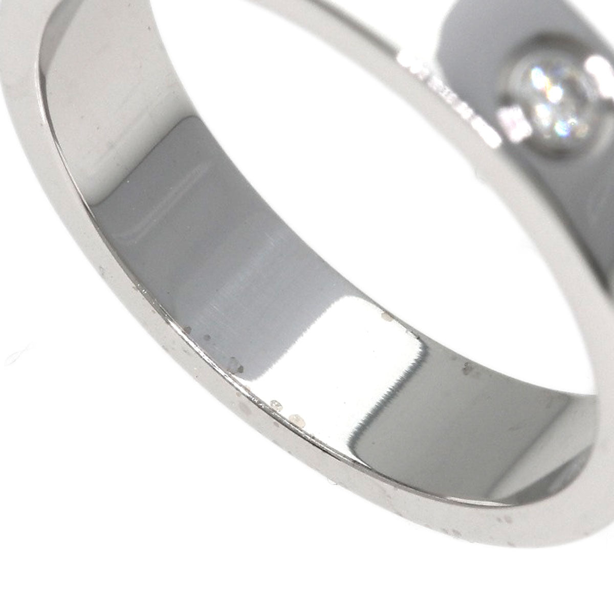 CARTIER Mini love ring 1P Diamond #47 Ring K18 White Gold Ladies [Used]