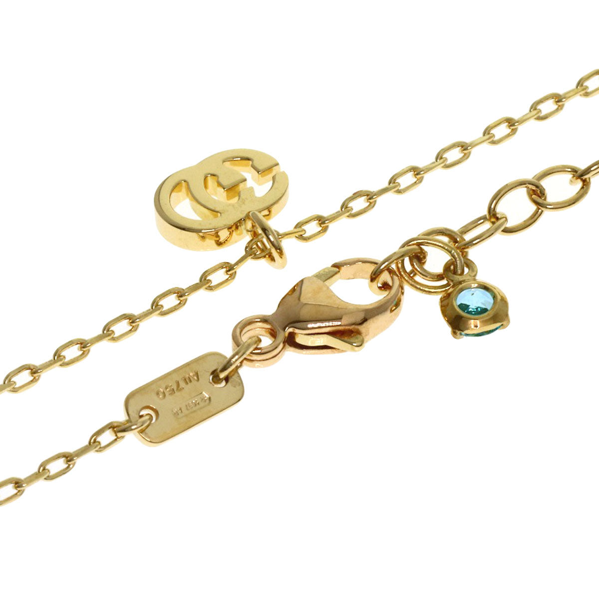 GUCCI GG Running Blue Topaz Necklace K18 Yellow Gold Ladies [Used]
