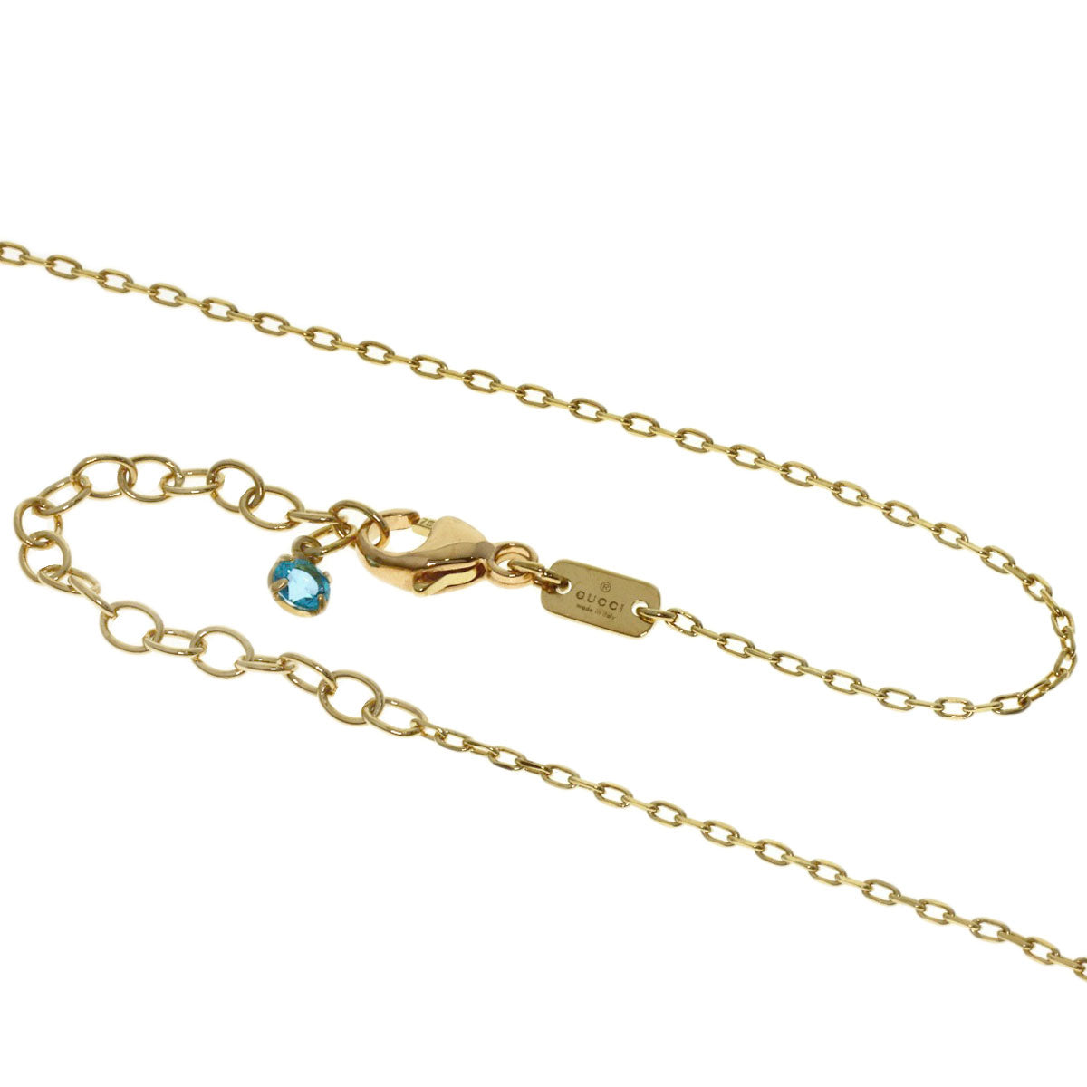 GUCCI GG Running Blue Topaz Necklace K18 Yellow Gold Ladies [Used]