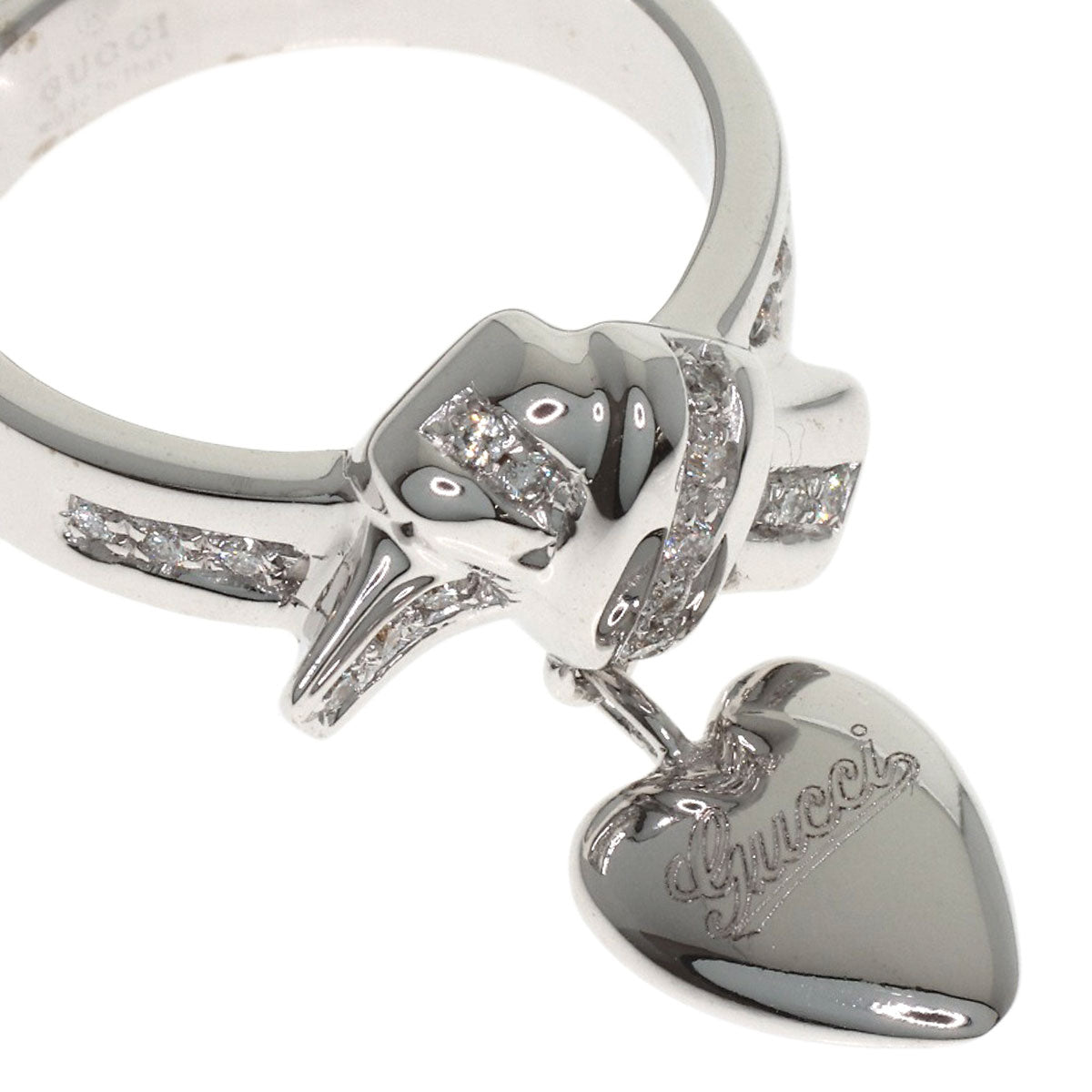 GUCCI Heart Diamond #10 Ring K18 White Gold Ladies [Used]