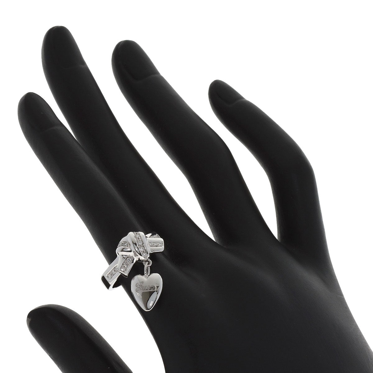 GUCCI Heart Diamond #10 Ring K18 White Gold Ladies [Used]