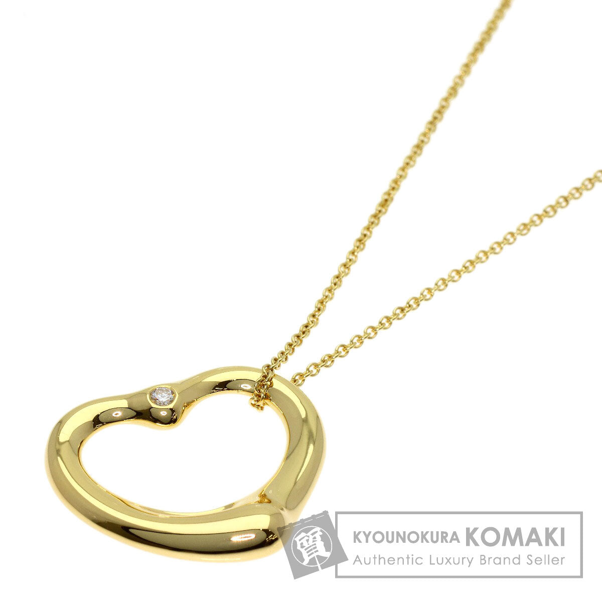 TIFFANY&Co. Open Heart Diamond Necklace K18 Yellow Gold Ladies [Used]