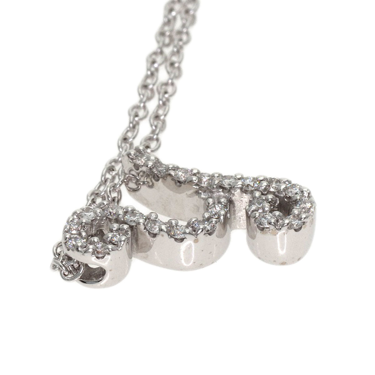 Ponte Vecchio Initial Y Diamond Necklace K18 White Gold Ladies [Used]