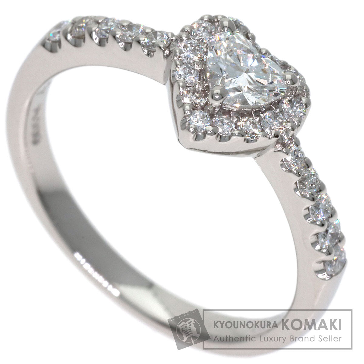Ponte Vecchio Heart Diamond Ring Platinum PT900 Ladies [Used]