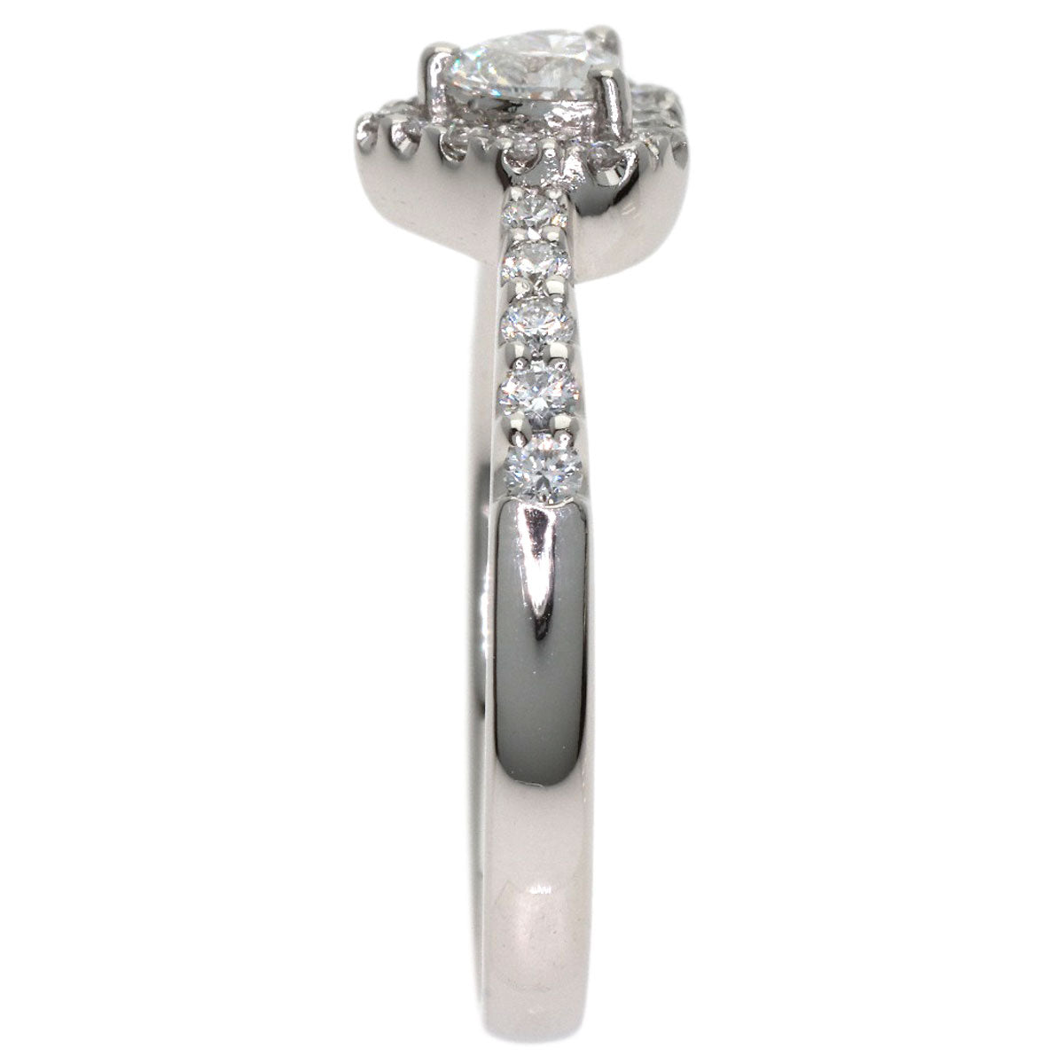 Ponte Vecchio Heart Diamond Ring Platinum PT900 Ladies [Used]