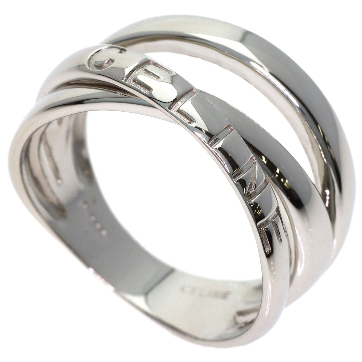CELINE Logo motif Ring Platinum PT900 Ladies [Used]
