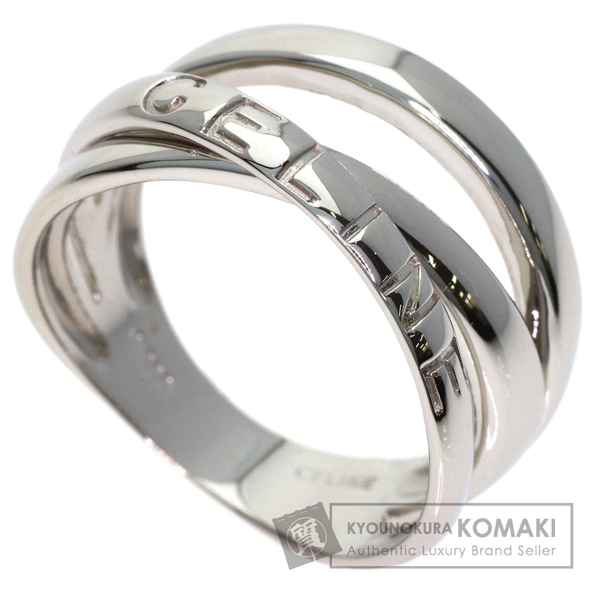CELINE Logo motif Ring Platinum PT900 Ladies [Used]