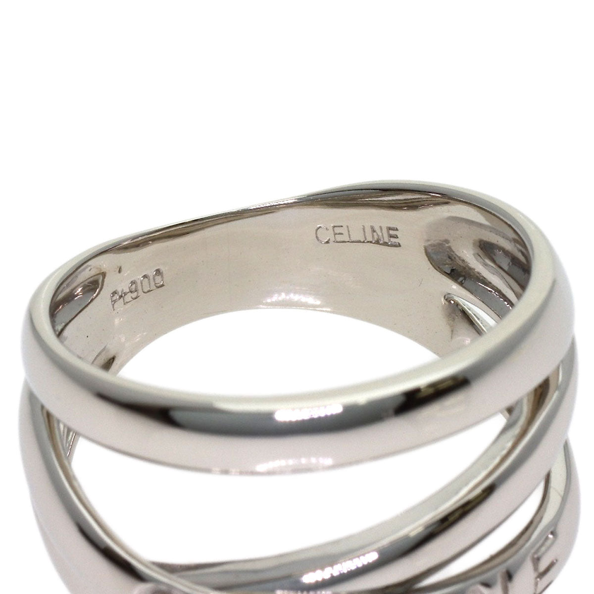 CELINE Logo motif Ring Platinum PT900 Ladies [Used]