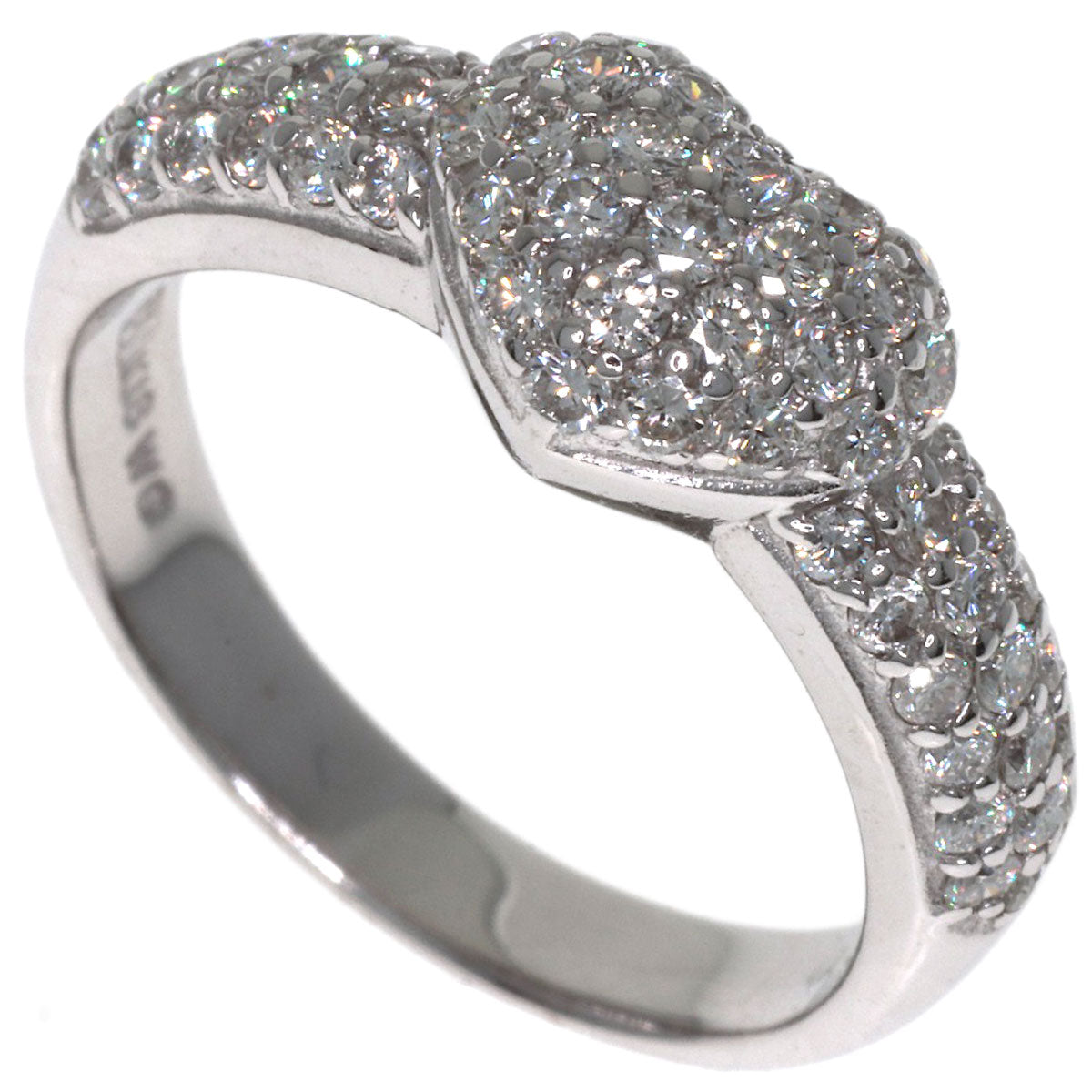 Ponte Vecchio Heart motif Diamond Ring K18 White Gold Ladies [Used]