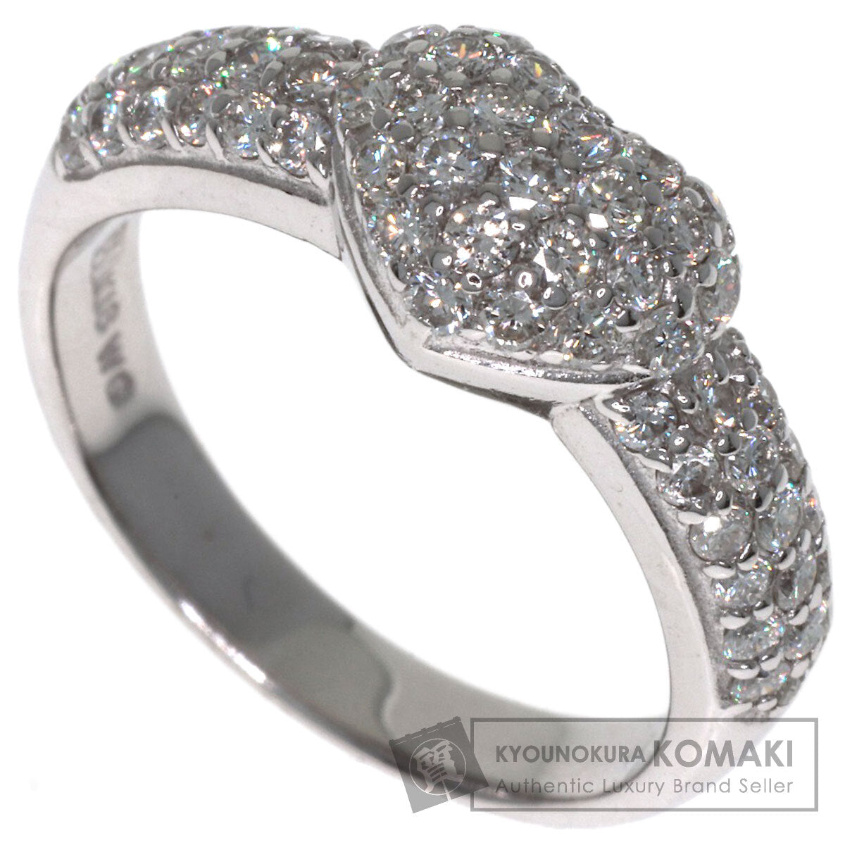 Ponte Vecchio Heart motif Diamond Ring K18 White Gold Ladies [Used]