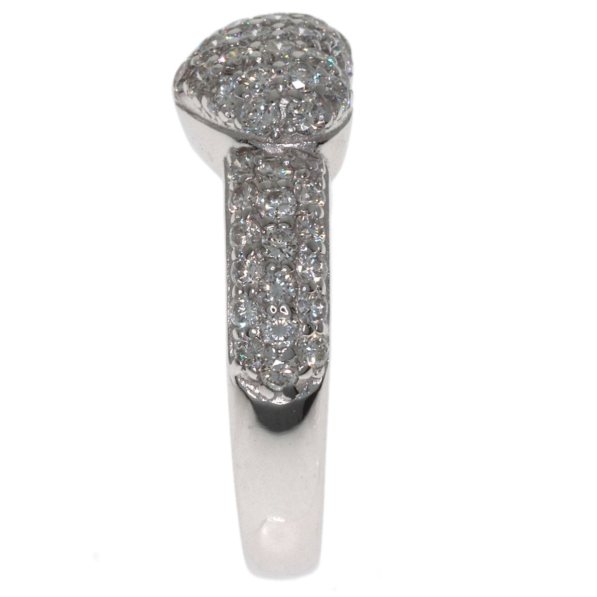 Ponte Vecchio Heart motif Diamond Ring K18 White Gold Ladies [Used]