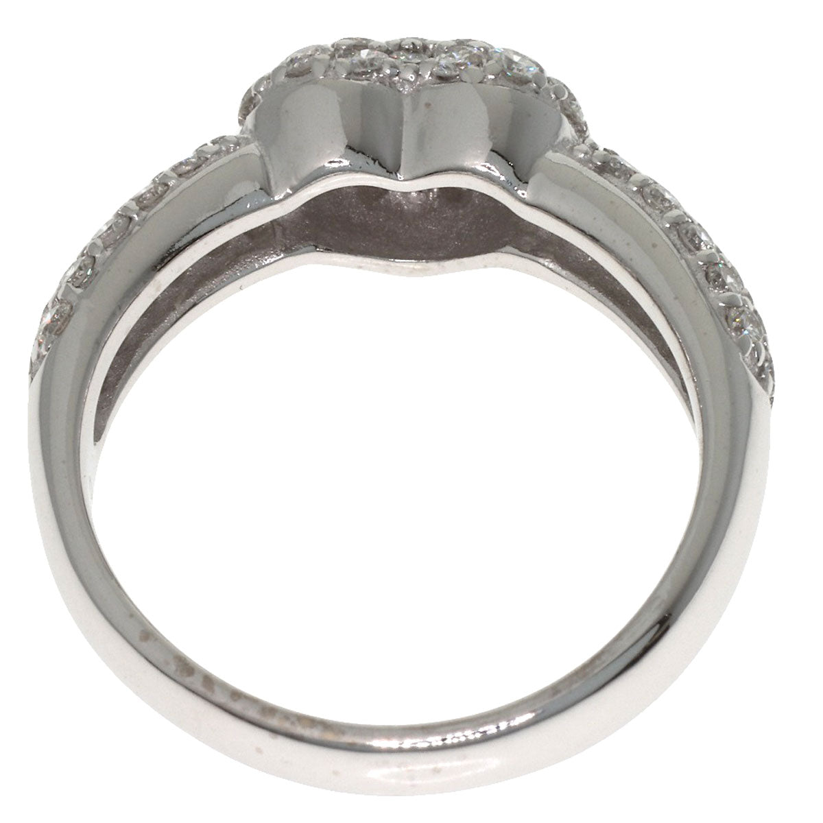 Ponte Vecchio Heart motif Diamond Ring K18 White Gold Ladies [Used]