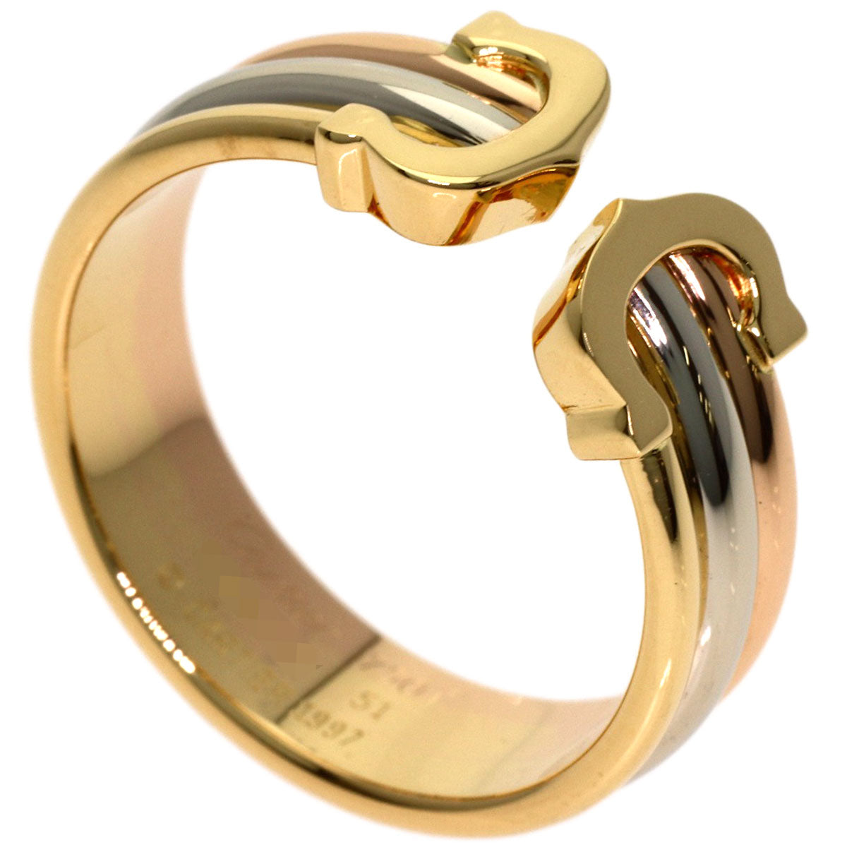 CARTIER 2C Ring SM #51 Ring K18 Yellow Gold 18K Pink GoldLadies [Used]