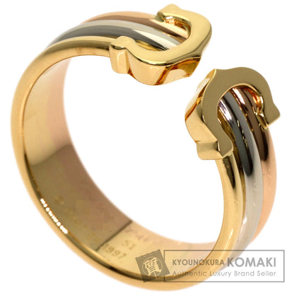 CARTIER 2C Ring SM #51 Ring K18 Yellow Gold 18K Pink GoldLadies [Used]