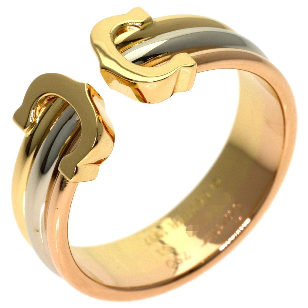 CARTIER 2C Ring SM #51 Ring K18 Yellow Gold 18K Pink GoldLadies [Used]