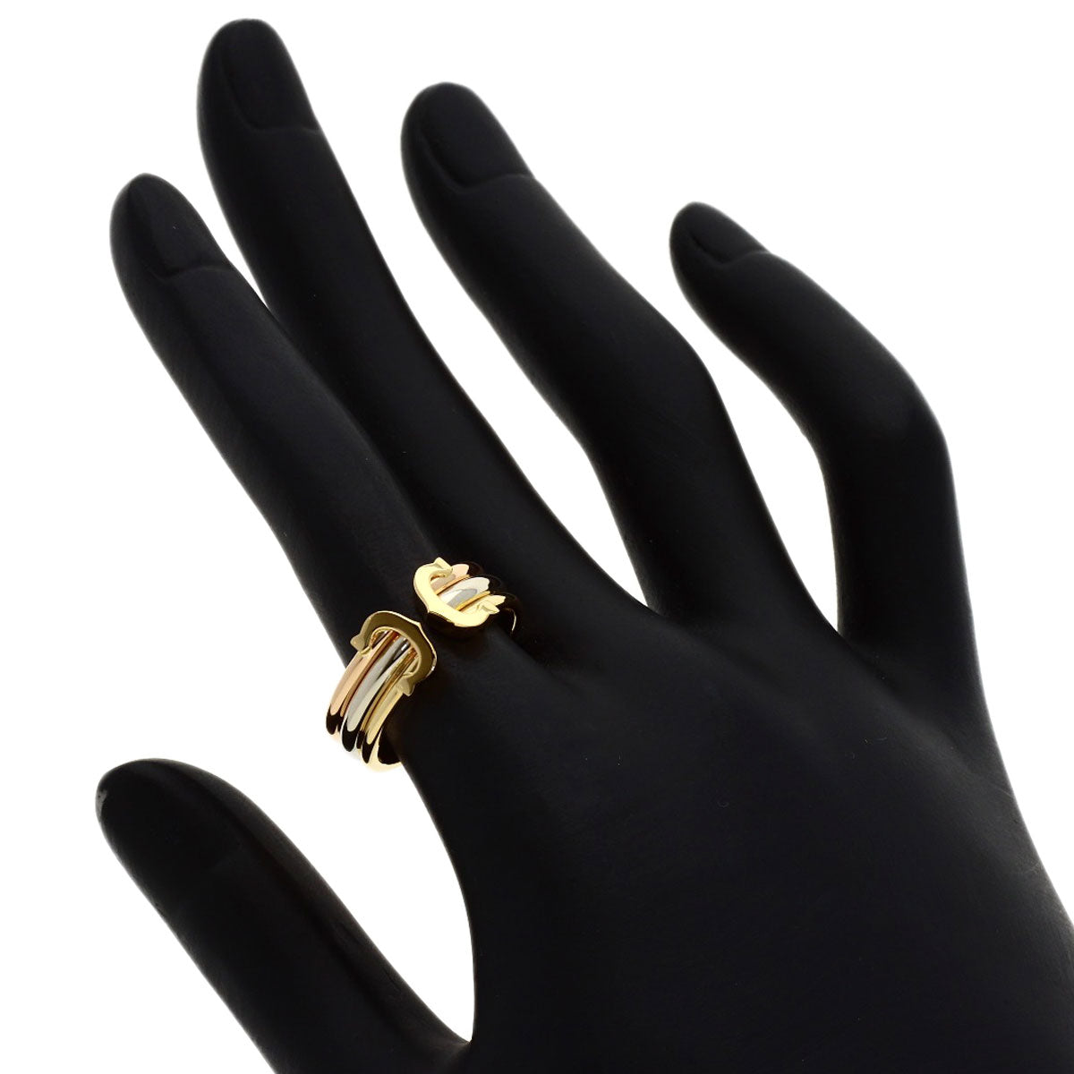 CARTIER 2C Ring SM #51 Ring K18 Yellow Gold 18K Pink GoldLadies [Used]