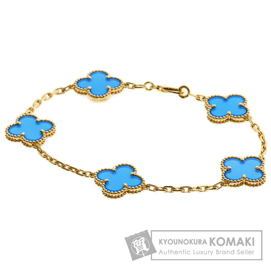 Van Cleef & Arpels Vintage Alhambra Blue Agate Bracelet K18 Yellow Gold Ladies [Used]