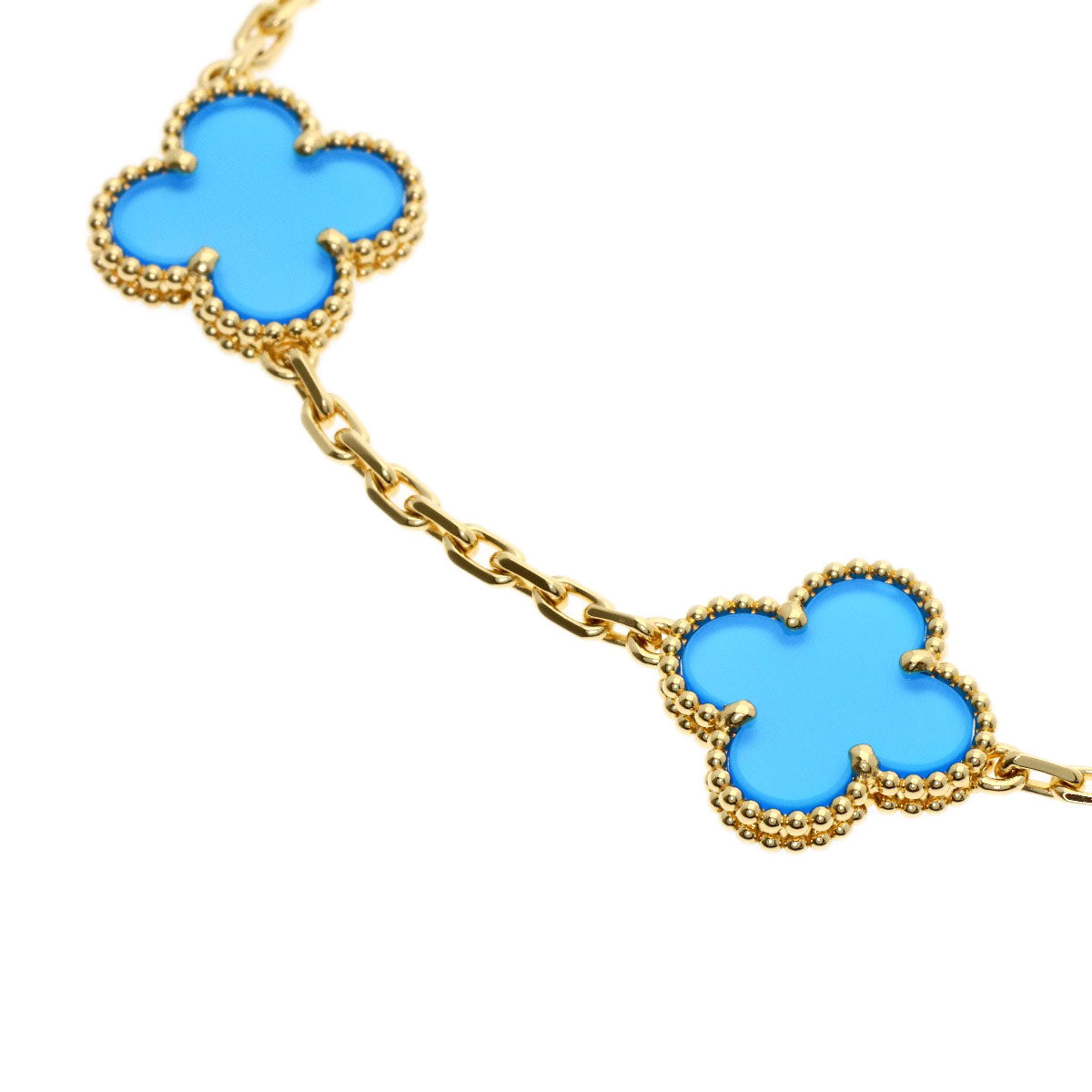 Van Cleef & Arpels Vintage Alhambra Blue Agate Bracelet K18 Yellow Gold Ladies [Used]