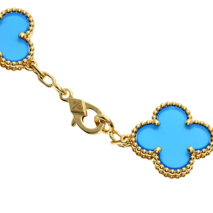 Van Cleef & Arpels Vintage Alhambra Blue Agate Bracelet K18 Yellow Gold Ladies [Used]
