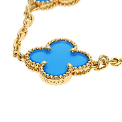 Van Cleef & Arpels Vintage Alhambra Blue Agate Bracelet K18 Yellow Gold Ladies [Used]
