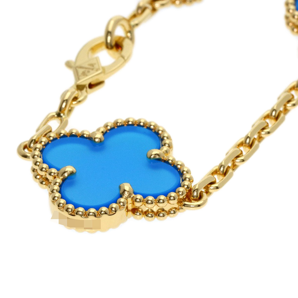 Van Cleef & Arpels Vintage Alhambra Blue Agate Bracelet K18 Yellow Gold Ladies [Used]