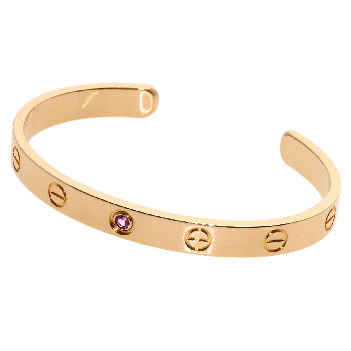 CARTIER Open LOVE Bracelets Pink Sapphire #16 Bracelet K18 Pink Gold Ladies [Used]
