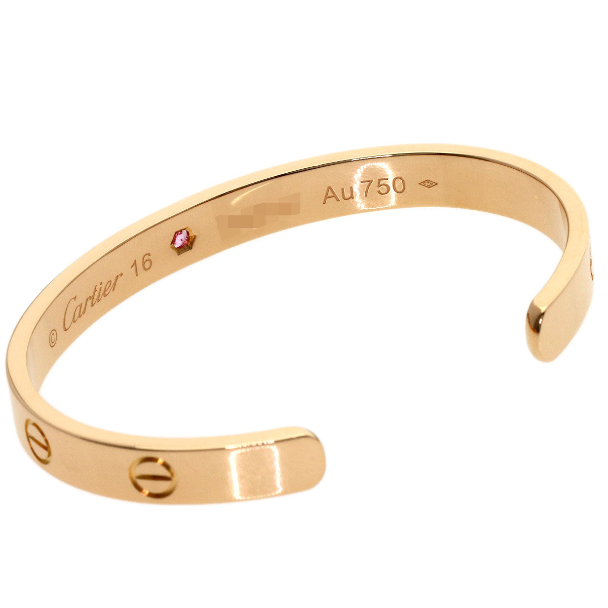CARTIER Open LOVE Bracelets Pink Sapphire #16 Bracelet K18 Pink Gold Ladies [Used]