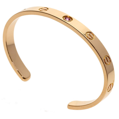CARTIER Open LOVE Bracelets Pink Sapphire #16 Bracelet K18 Pink Gold Ladies [Used]
