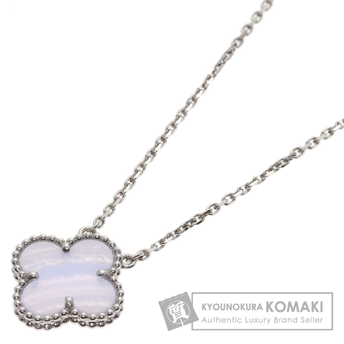Van Cleef & Arpels Vintage Alhambra Chalcedony Necklace K18 White Gold Ladies [Used]