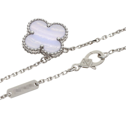 Van Cleef & Arpels Vintage Alhambra Chalcedony Necklace K18 White Gold Ladies [Used]