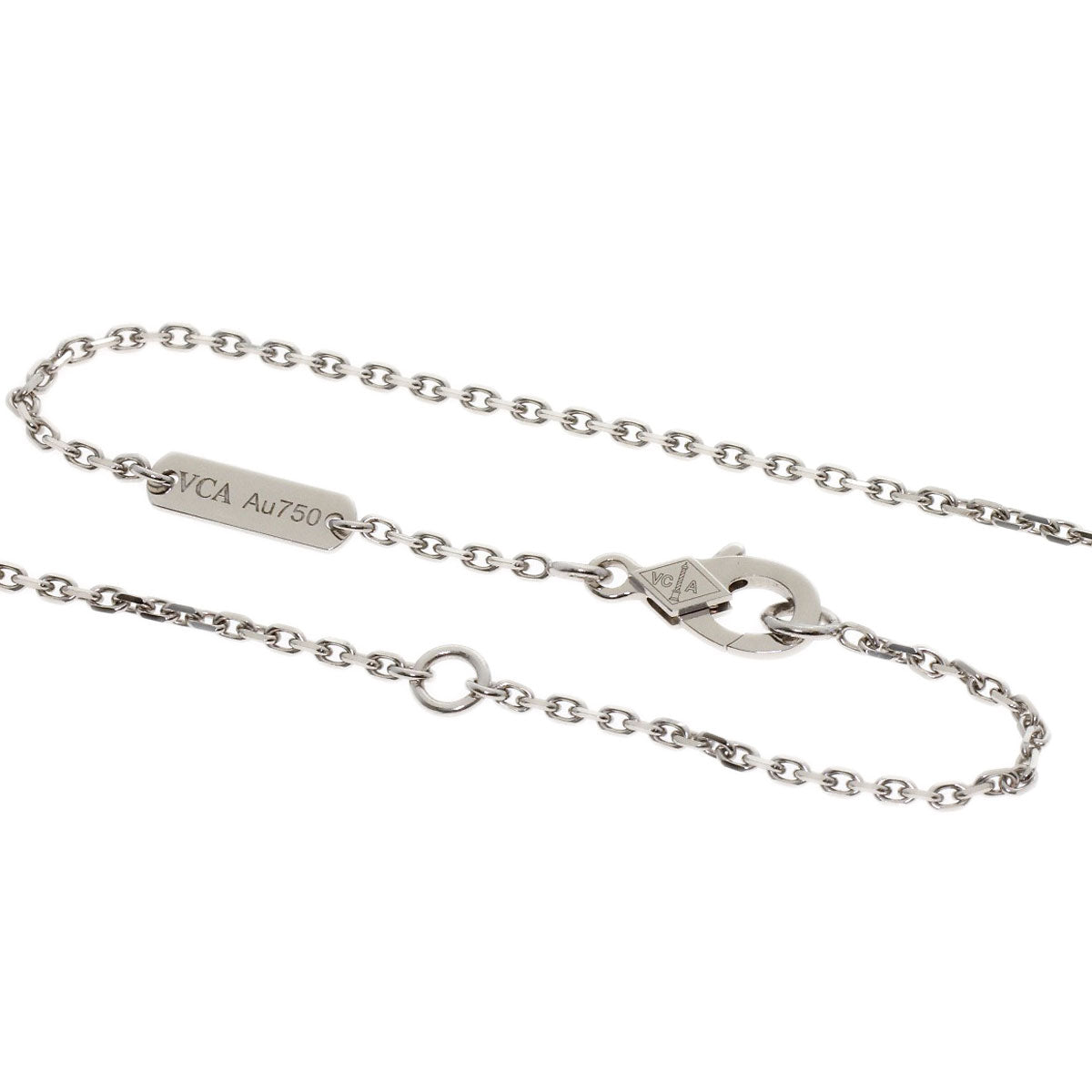 Van Cleef & Arpels Vintage Alhambra Chalcedony Necklace K18 White Gold Ladies [Used]