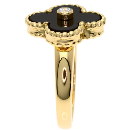 Van Cleef & Arpels Vintage Alhambra Diamond Onyx #48 Ring K18 Yellow Gold Ladies [Used]