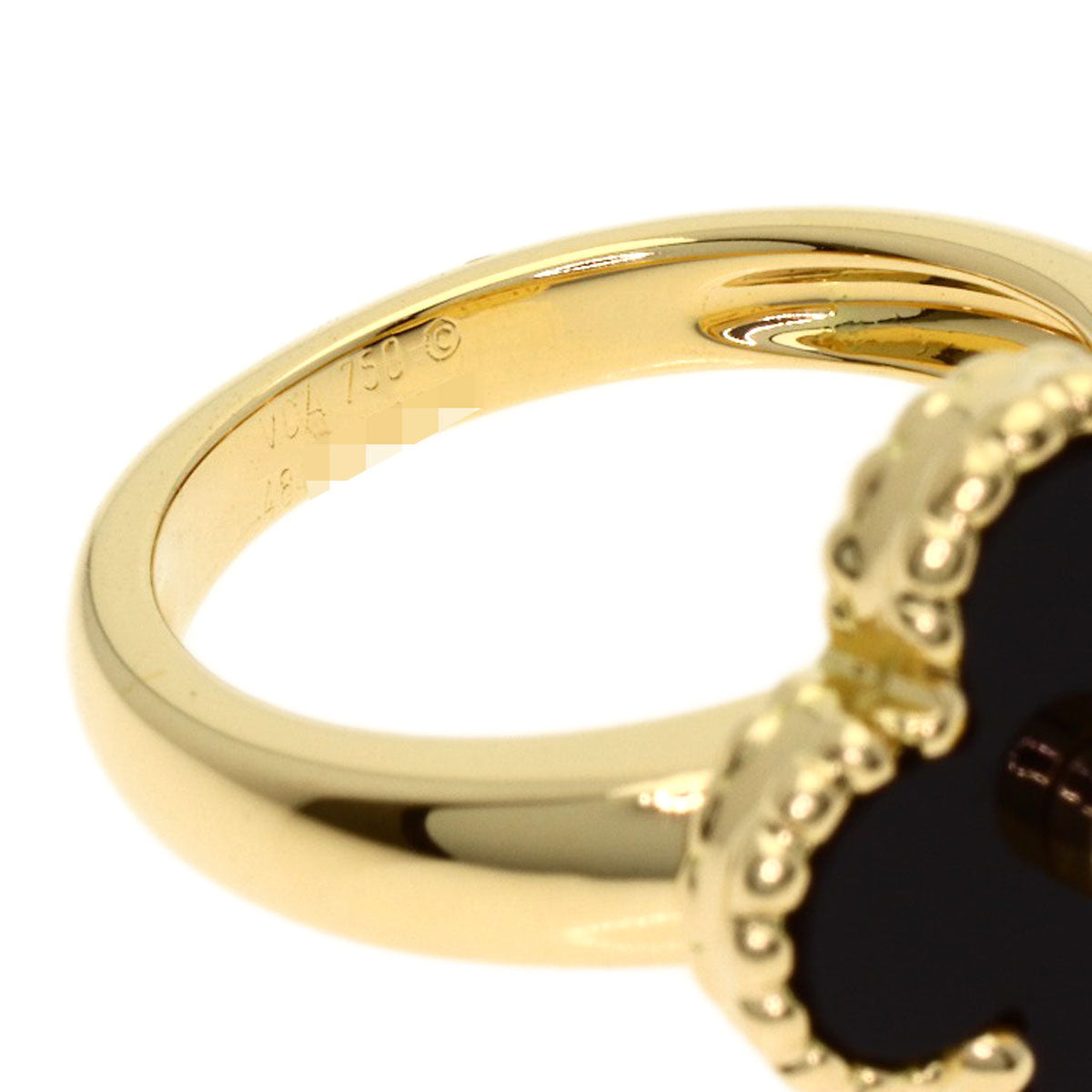 Van Cleef & Arpels Vintage Alhambra Diamond Onyx #48 Ring K18 Yellow Gold Ladies [Used]