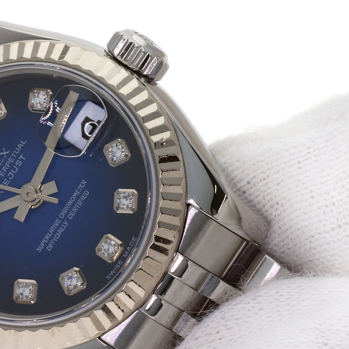 ROLEX Datejust 10P Diamond Blue Gradation Watches 179174G Stainless Steel/Stainless Steel Ladies