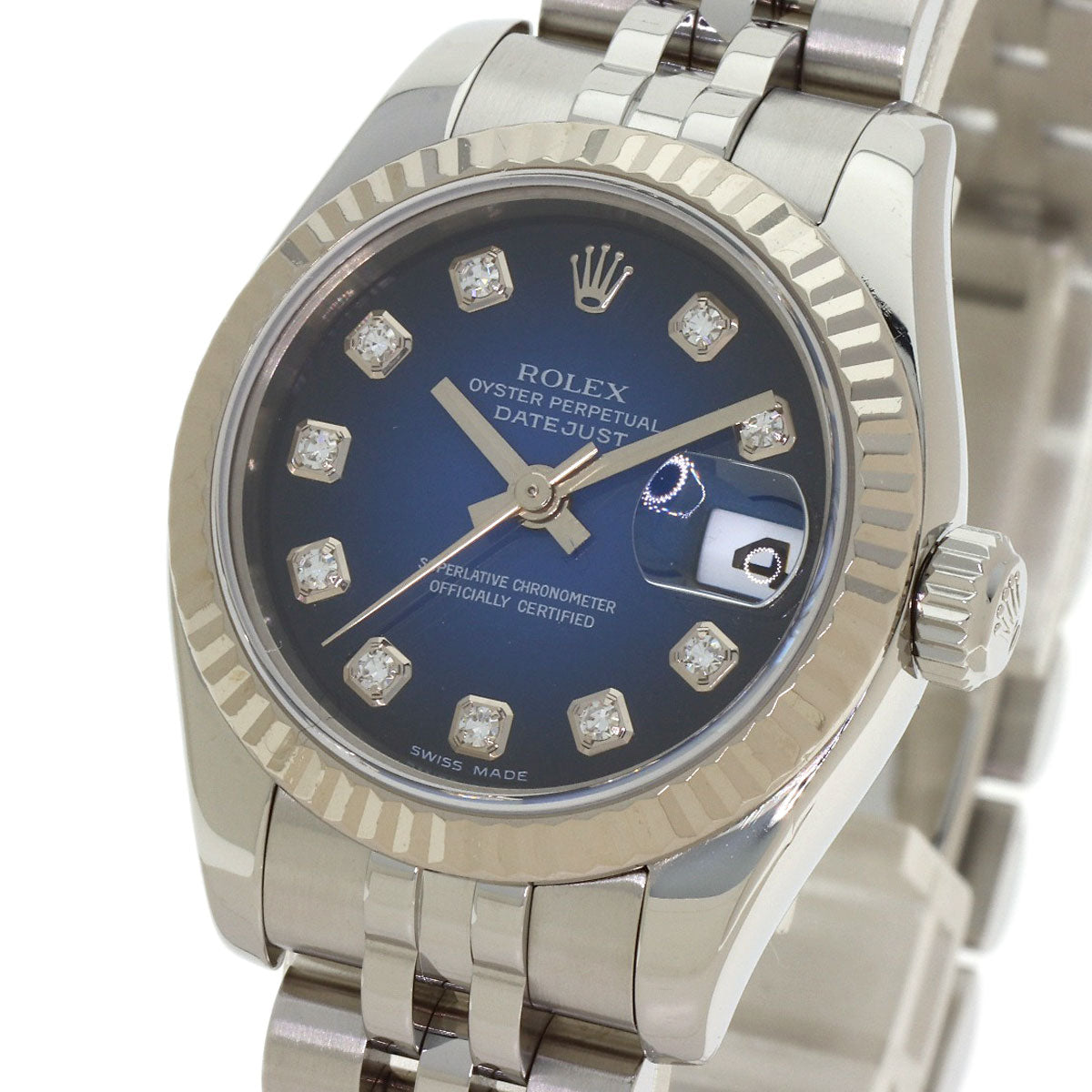 ROLEX Datejust 10P Diamond Blue Gradation Watches 179174G Stainless Steel/Stainless Steel Ladies