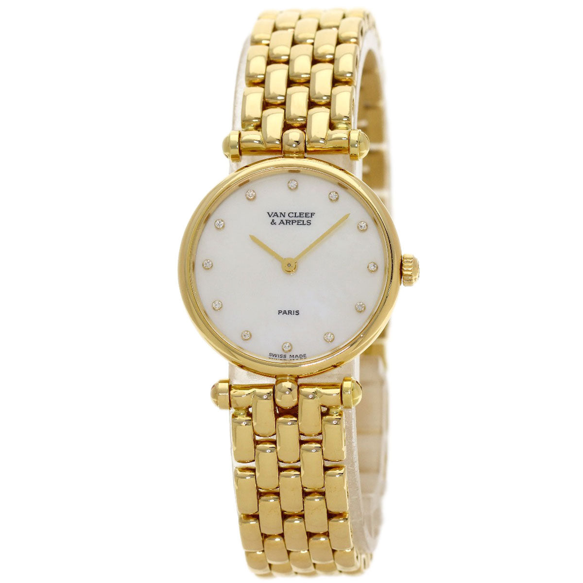 Van Cleef & Arpels Round Face 12P Diamond Watches 18601 K18 Yellow Gold/18K Yellow Gold Ladies