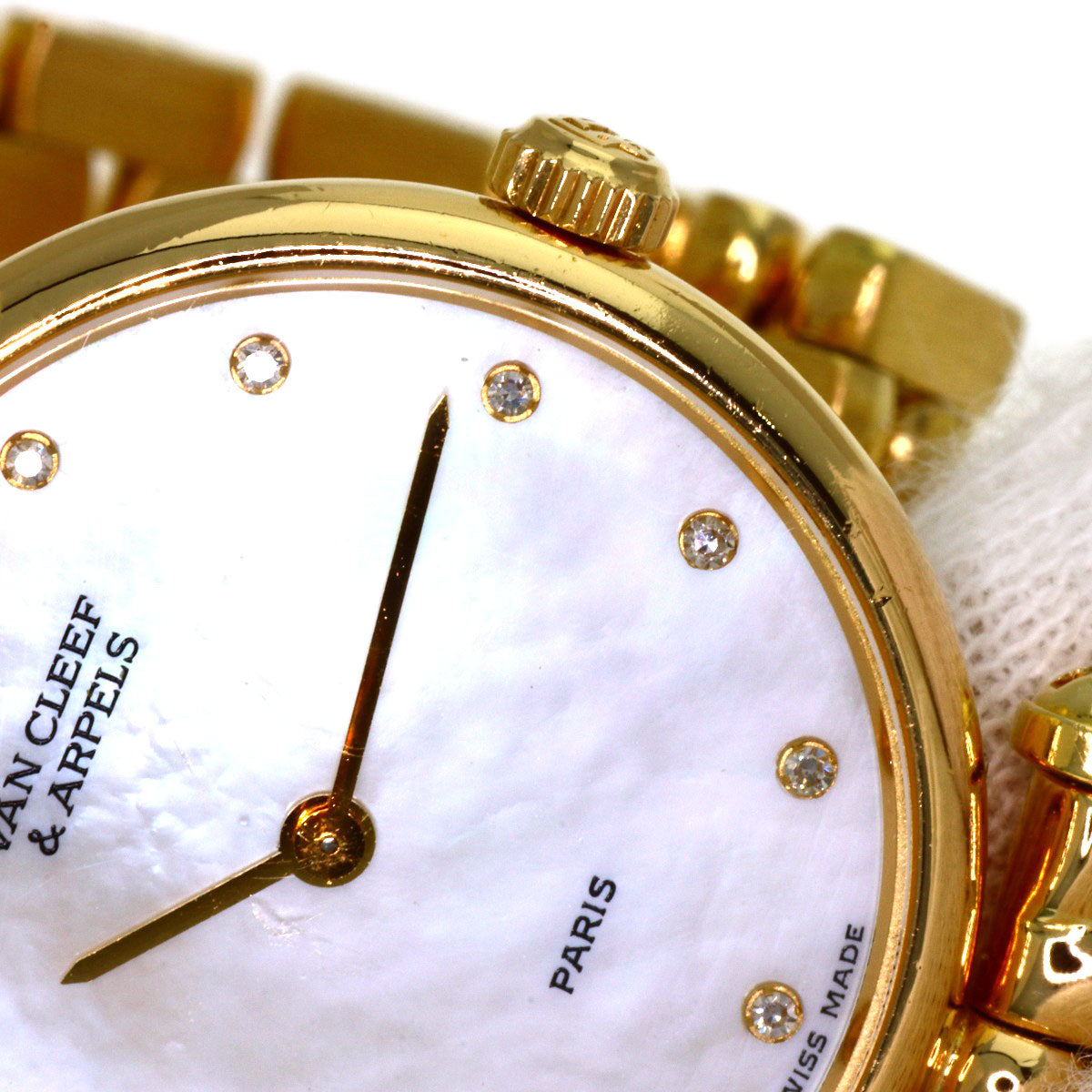 Van Cleef & Arpels Round Face 12P Diamond Watches 18601 K18 Yellow Gold/18K Yellow Gold Ladies
