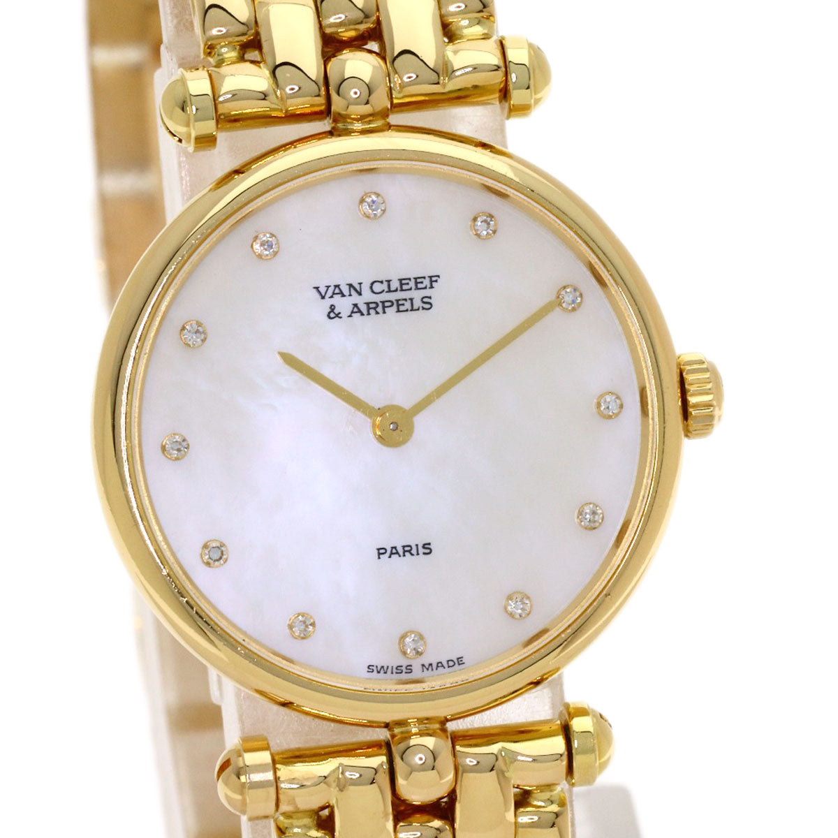 Van Cleef & Arpels Round Face 12P Diamond Watches 18601 K18 Yellow Gold/18K Yellow Gold Ladies