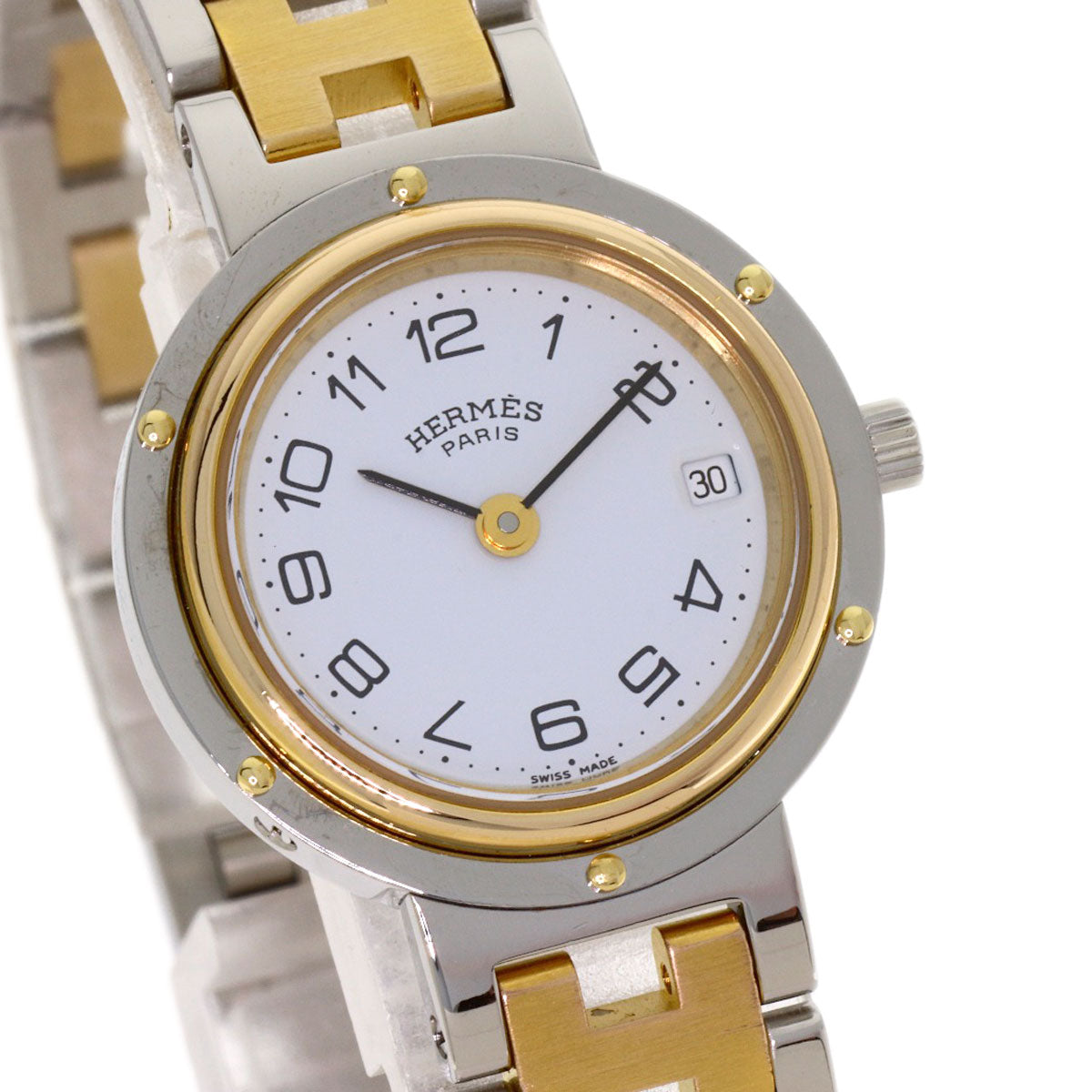 HERMES Clipper Watches Stainless Steel/SSxGP Ladies