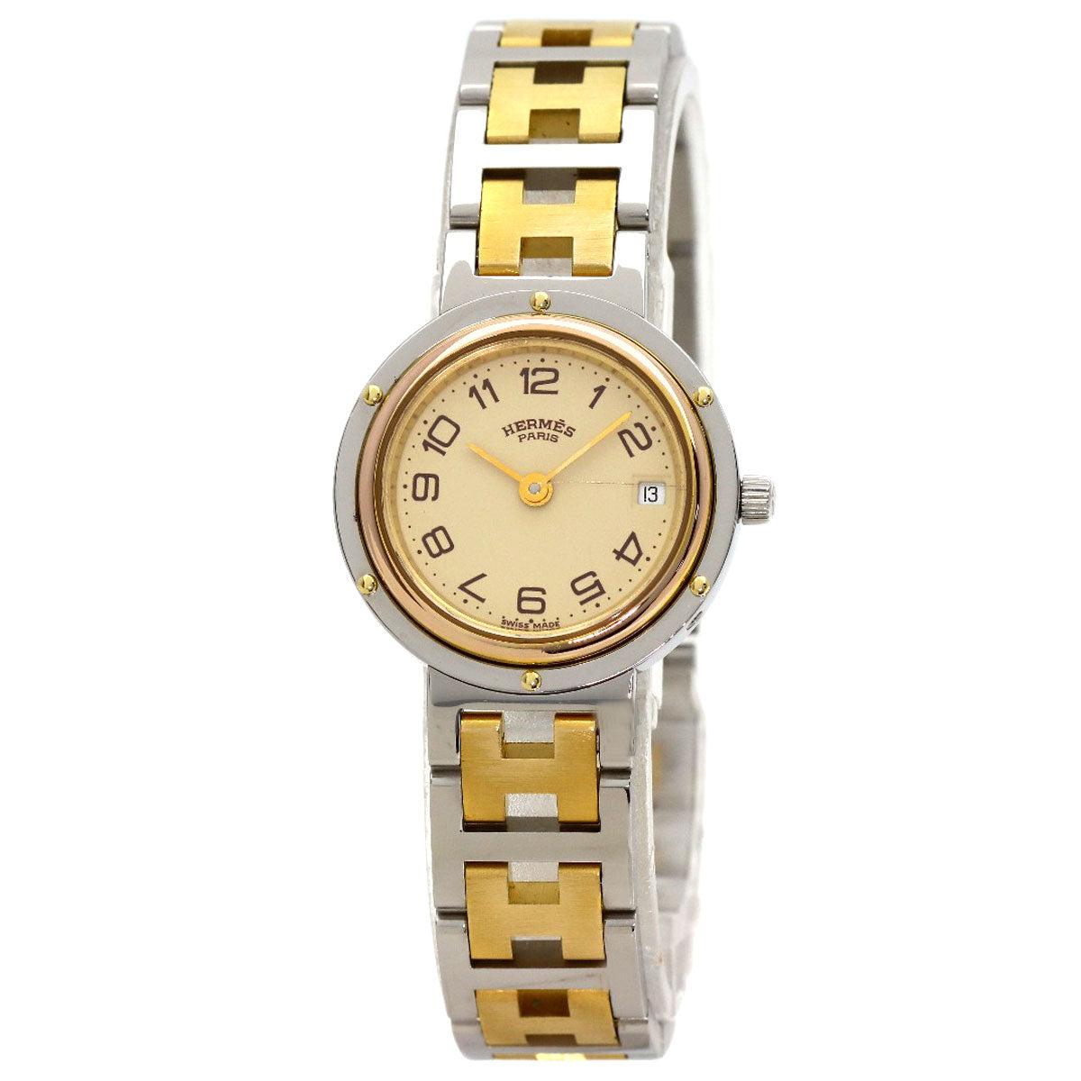 HERMES Clipper Watches Stainless Steel/SSxGP Ladies