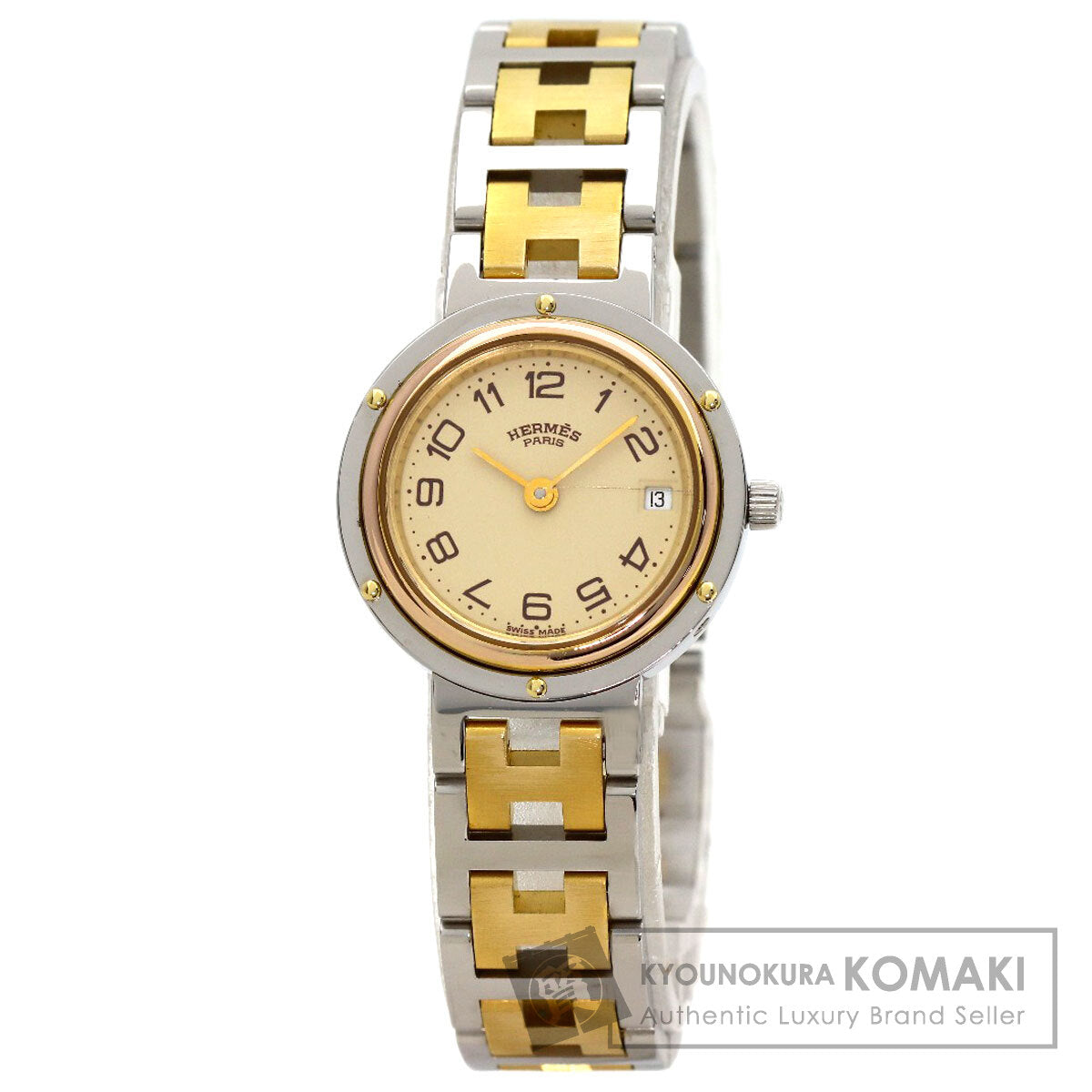 HERMES Clipper Watches Stainless Steel/SSxGP Ladies