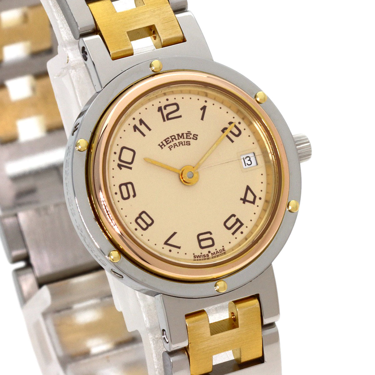 HERMES Clipper Watches Stainless Steel/SSxGP Ladies