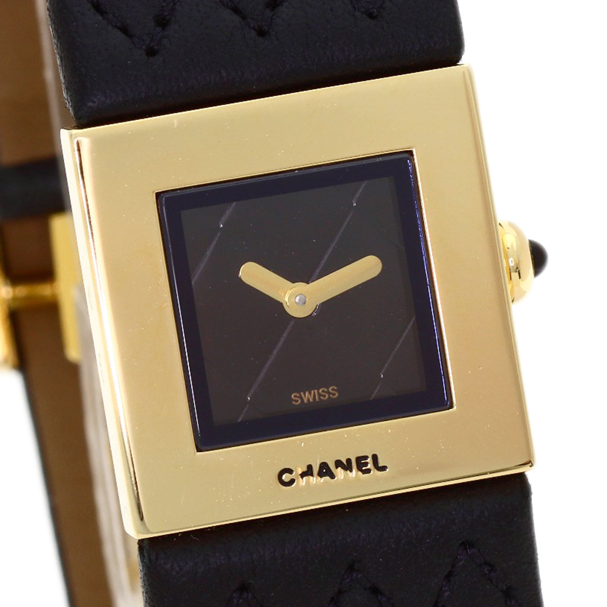 CHANEL Matelasse Watches H0109 K18 Yellow Gold/Leather Ladies
