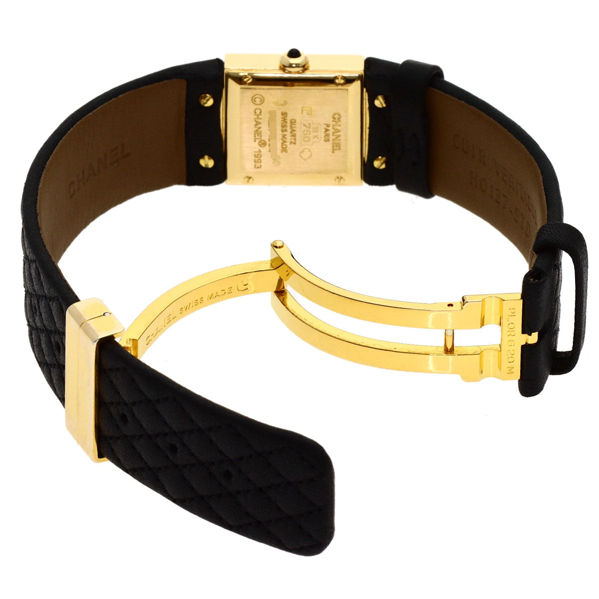 CHANEL Matelasse Watches H0109 K18 Yellow Gold/Leather Ladies